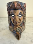 Vintage Hand-painted Carved Wooden Mask Face Wall Hanging