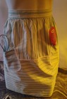 Vintage Apron Cotton Green   White Striped With 2 Pockets