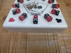 Vintage Fabulous Las Vegas White W  Black   Red Dice Clock Jack   Ace Spades 