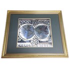 Vintage Large Framed Planisphaerium Terrestre Gold Foil World Map Peter Schenk 