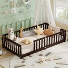 Montessori Twin Floor Bed W  Rails Toddlers Independent Sleeping Kids Bed New