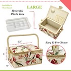 Sewing Basket With Tulip Floral Print Design- Sewing Kit Storage Box With Rem   