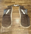 Vintage 1970s Bull Riding Rodeo Leather Chaps Fringed Cowboy Western Texas
