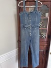 Grlfrnd Hill Slim Denim Jean Jumpsuit Overalls Womens Size L Large Blue