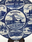 Vintage Windsor Ontario Canada Souvenir Plate Blue Transferware Japan 8   