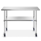 Commercial Stainless Steel Kitchen Food Prep Work Table W  4 Casters - 24  X 48 