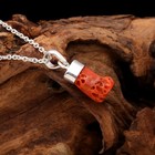 Natural Italian Red Coral Raw Chain Necklace 925 Sterling Silver Unique Jewelry
