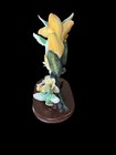 Hummingbirds With Flowers Figurine On Base     Resin Nature Decor 7    X 8   