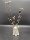 Antique Leuchtenburg Germany Porcelain Hatpin Holder Lot Edwardian Pins Set