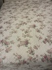 Shabby Chic Quilt Full queen Floral Lilacs Cotton Reversible Coverlet Vintage