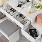 5 Drawers Dressing Table Slide Bulb Mirror W  Stool Makeup Vanity Set Desk White