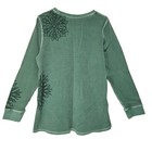 Coldwater Creek Green Thermal Long Sleeve Waffle Knit Snowflake Top Large Winter