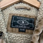 G h  Bass   Co  Mens Bomber Jacket Tan Brown Canvas Hooded Fleece Outdoor Xl