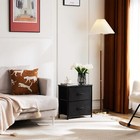 2pcs Black Nightstand End Table With 2 Fabric Drawers Bedside Table Bedroom