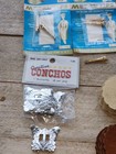 Vintage Bolo Ties Shoestring  Conchos Metal Tips Leather Rosettes Parts Lot