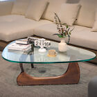 Mid-century Modern 0 8  Glass Coffee Table Vintage Noguchi Table Solid Wood Base