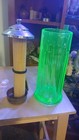 Uranium Glass Huge Straw Holder Dispenser - 1930 s Benedict Mfg - Soda Fountain