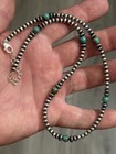Sterling Silver Native American Sw 4mm Turquoise Navajo Pearl Necklace  925