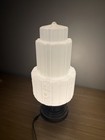 Skyscraper Pendant Milk Glass Wedding Cake Art Deco Vintage 17    Tall 6    Fitter