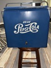 Vintage 1950 s Orginal Pepsi Blue White Pepsi-cola Soda Metal Cooler With Opener