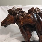 Large Attila Tivadar 3 Running Herd Horses Bust Sculpture 1971 Vintage