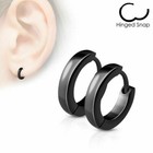 Stainless Steel Small Dome Hoop Huggie Earrings Pair 2 5 Mm Wide 20 Ga Black