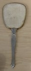 Vintage Silver Tone Hand Held Vanity Mirror W  Flower Design