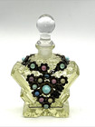 Czech Glass Jeweled Perfume Bottle 5 5  Flaw