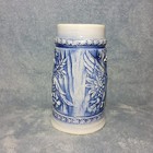 Vintage Blue   White Ceramic Beer Stein Patriotic American Eagle Stars   Shield