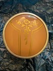 Vintage Art Deco Ribbed Glass Vanity Powder Round Trinket Jar With Metal Lid