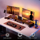Dual Monitor Stand     3 Shelf Computer Monitor Riser  Wood Desktop Stand With Adj