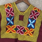 Handmade Tehuana Huipil Red Yellow Embroidered Mexican Folk Traditional Top