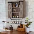 Rustic Wood Wall Storage Cabinet With Two Sliding Barn Door  3-tier Decorativ   