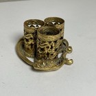 Vintage Stylebuilt Gold Tone Filigree 3 Tube Lipstick Holder Hollywood Regency