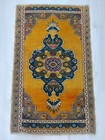 Antique Quality Yellow Blue Rug  Authentic Design Hand Knotted Carpet Rug