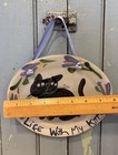 Vtg 1980s 90s Handmade Pottery Wall Sign Life With My Kitty Black Cat Floral