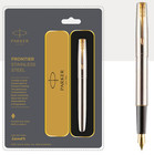 Parker Frontier Stainless Steel Fountain Pen Gold Trim  pack Of 1 