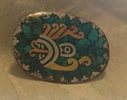 Vintage Taxco Mexico Metales Casados 925 Sterling Silver Turquoise Pin Pendant 