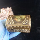 Antique Gilt Wood Trinket Fragonard Painted Style Portrait Of Beauty Ladies 