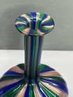 Vintage Murano Vase Green And Cobalt Blue Aventurine Hand Blown Art Glass