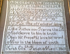 Antique 1860 Needlework Sampler Alphabet   Bible Pasage