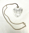 Waterford Crystal Necklace  Heart Shaped Sterling Silver Chain  Pouch  Free Ship