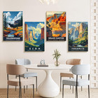 4 Pack Framed Paint By Numbers Kit For Adults With Wooden Easel  National Parks