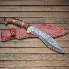 Damascus Steel Kukri Knife - Handmade Full Tang Fixed Blade Machete 12 
