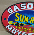 Sun-rae  Gasoline Motor Oil Porcelain Enamel Sign  24 X 16 Inches 1 Sided