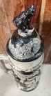 Massive Vintage Ceramic Beer Stein    18    Tall Hunter   Bear Scene W  Lid