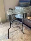 Antique 18th C 1800 Primitive Wrought Iron Brass Fireplace Tall Hearth Trivet
