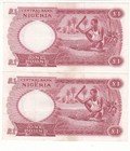  usa  Nigeria  Lot De 2 Billets 1 Pound 1967 Afn032