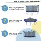 16ft Trampoline Replacement Safety Enclosure Net For 12 Poles Weather-resistant
