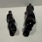 Vintage Black Ceramic Panther Crawling Mcm Figure Statue 7      5    Red Yellow